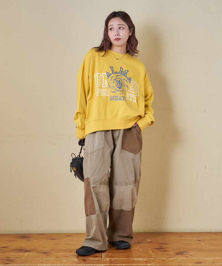 CUBE SUGAR(キューブシュガー) |【秋冬新作】30/10裏毛 リメイク風 ロゴプリント プルオーバー スウェット