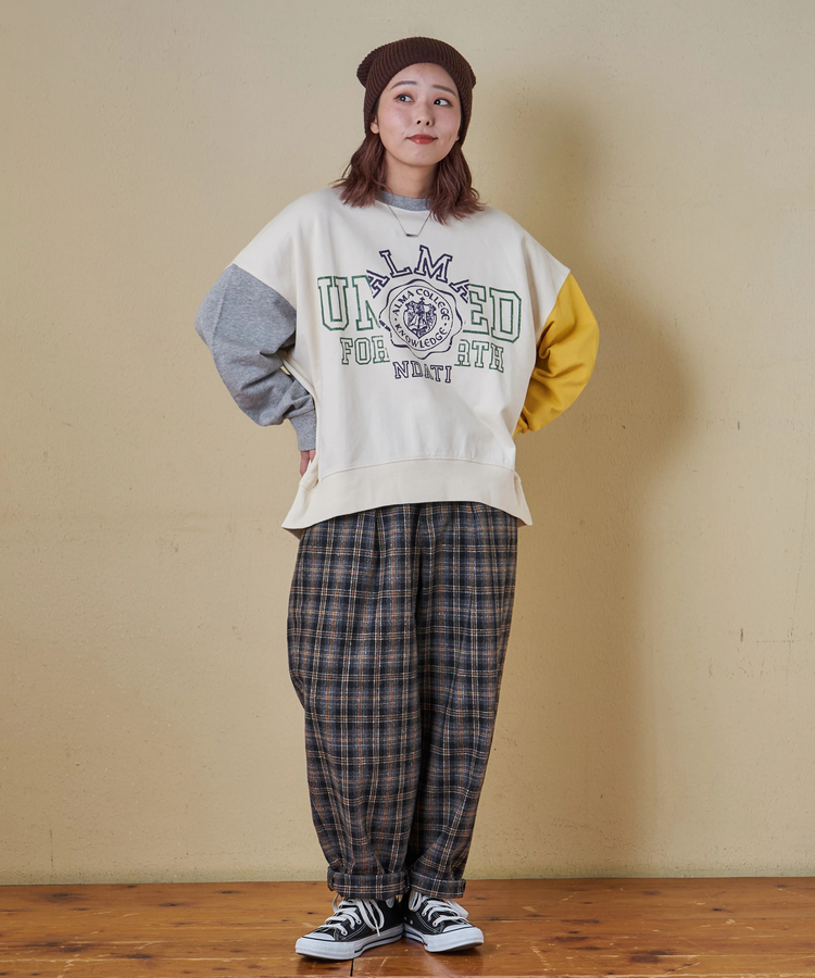 CUBE SUGAR(キューブシュガー) |【秋冬新作】30/10裏毛 リメイク風 ロゴプリント プルオーバー スウェット