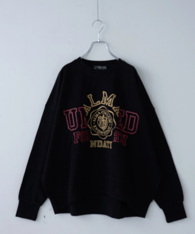 CUBE SUGAR(キューブシュガー) |【秋冬新作】30/10裏毛 リメイク風 ロゴプリント プルオーバー スウェット