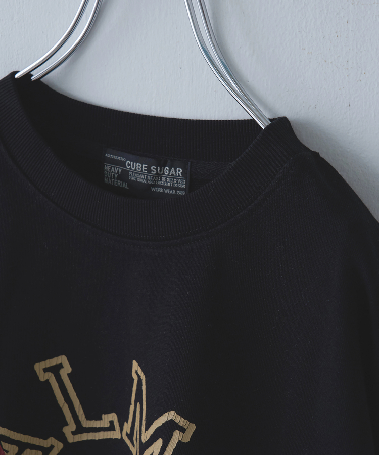 CUBE SUGAR(キューブシュガー) |【秋冬新作】30/10裏毛 リメイク風 ロゴプリント プルオーバー スウェット