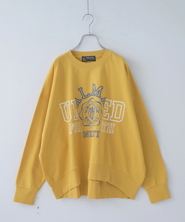 CUBE SUGAR(キューブシュガー) |【秋冬新作】30/10裏毛 リメイク風 ロゴプリント プルオーバー スウェット