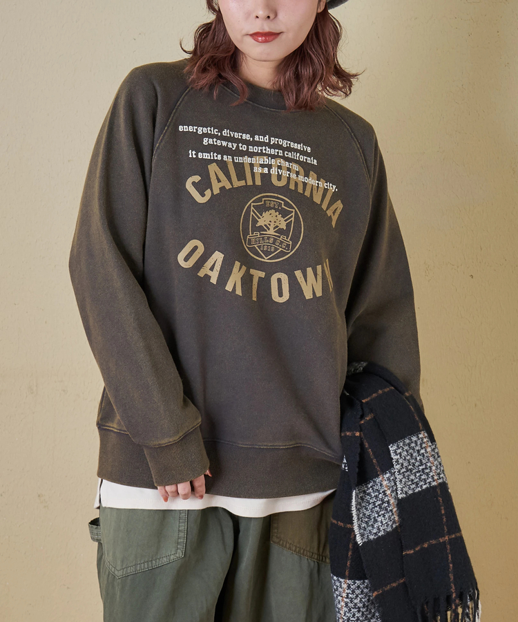 CUBE SUGAR(キューブシュガー) |【秋冬新作】CVC裏毛 パウダー加工 スウェット ラグラン トレーナー