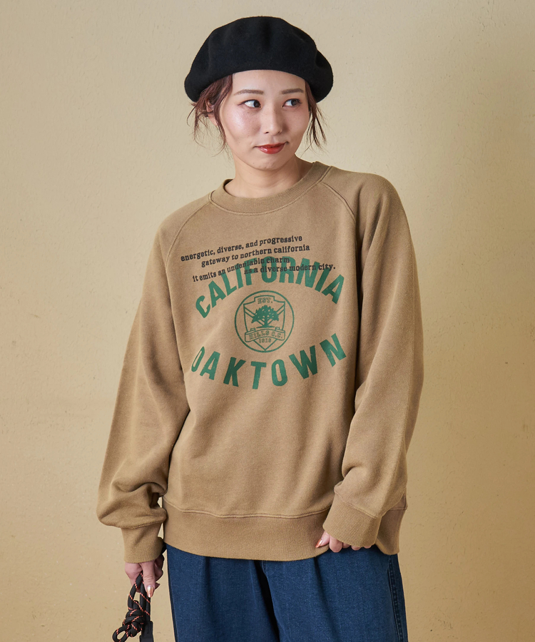 CUBE SUGAR(キューブシュガー) |【秋冬新作】CVC裏毛 パウダー加工 スウェット ラグラン トレーナー