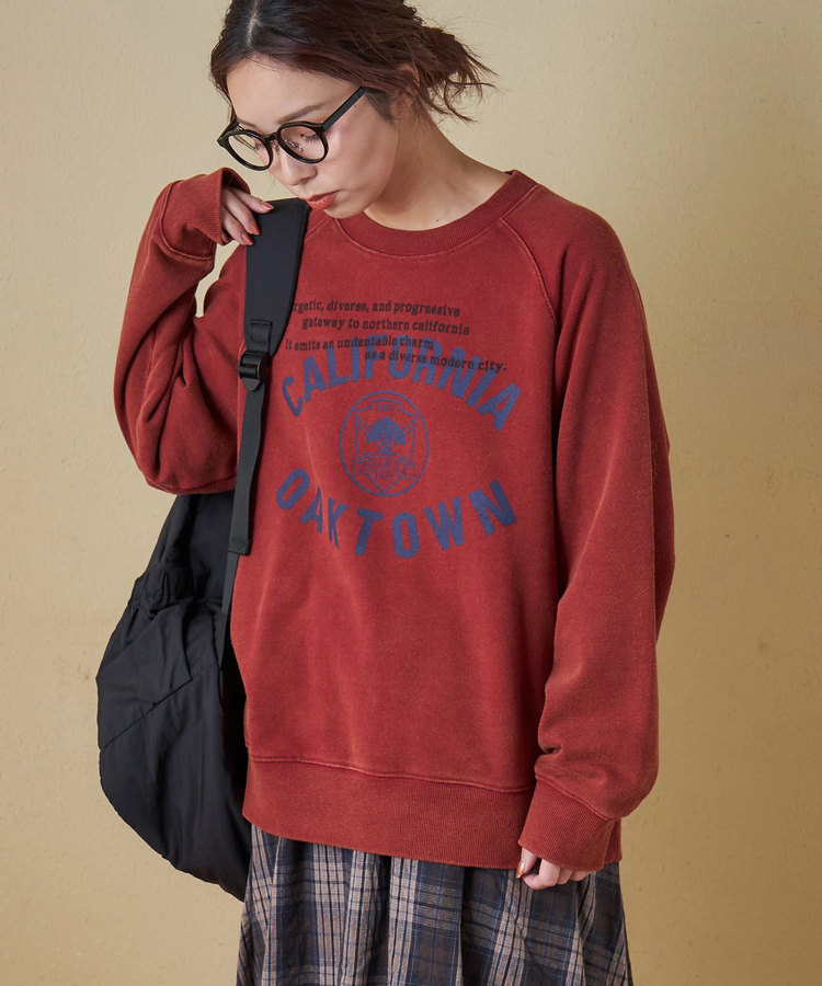 CUBE SUGAR(キューブシュガー) |【秋冬新作】CVC裏毛 パウダー加工 スウェット ラグラン トレーナー