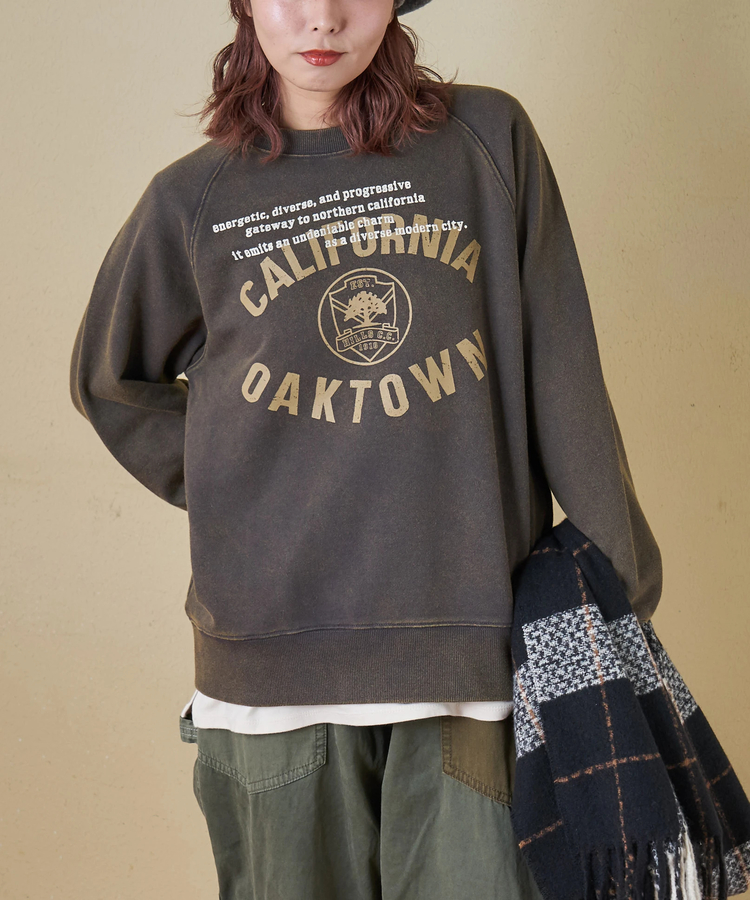 CUBE SUGAR(キューブシュガー) |【秋冬新作】CVC裏毛 パウダー加工 スウェット ラグラン トレーナー