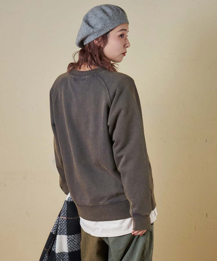 CUBE SUGAR(キューブシュガー) |【秋冬新作】CVC裏毛 パウダー加工 スウェット ラグラン トレーナー