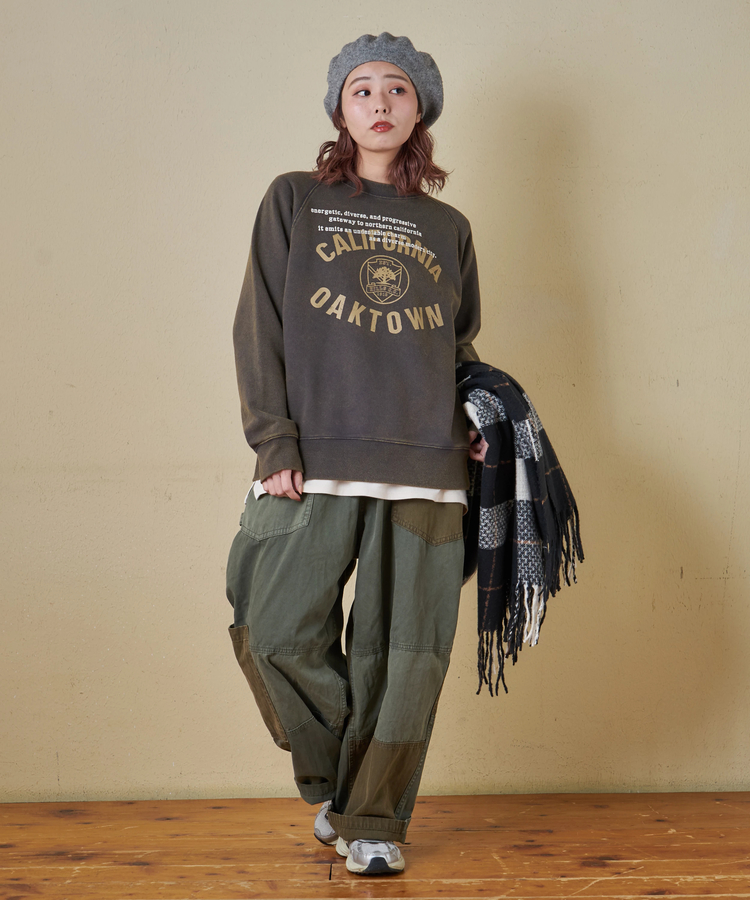 CUBE SUGAR(キューブシュガー) |【秋冬新作】CVC裏毛 パウダー加工 スウェット ラグラン トレーナー