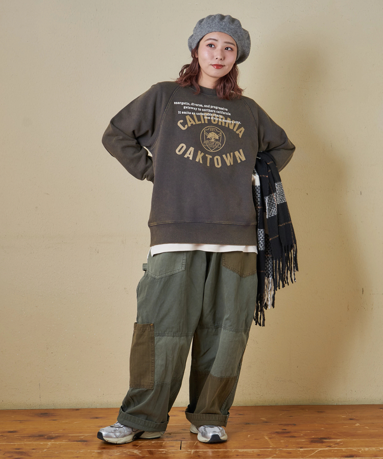 CUBE SUGAR(キューブシュガー) |【秋冬新作】CVC裏毛 パウダー加工 スウェット ラグラン トレーナー