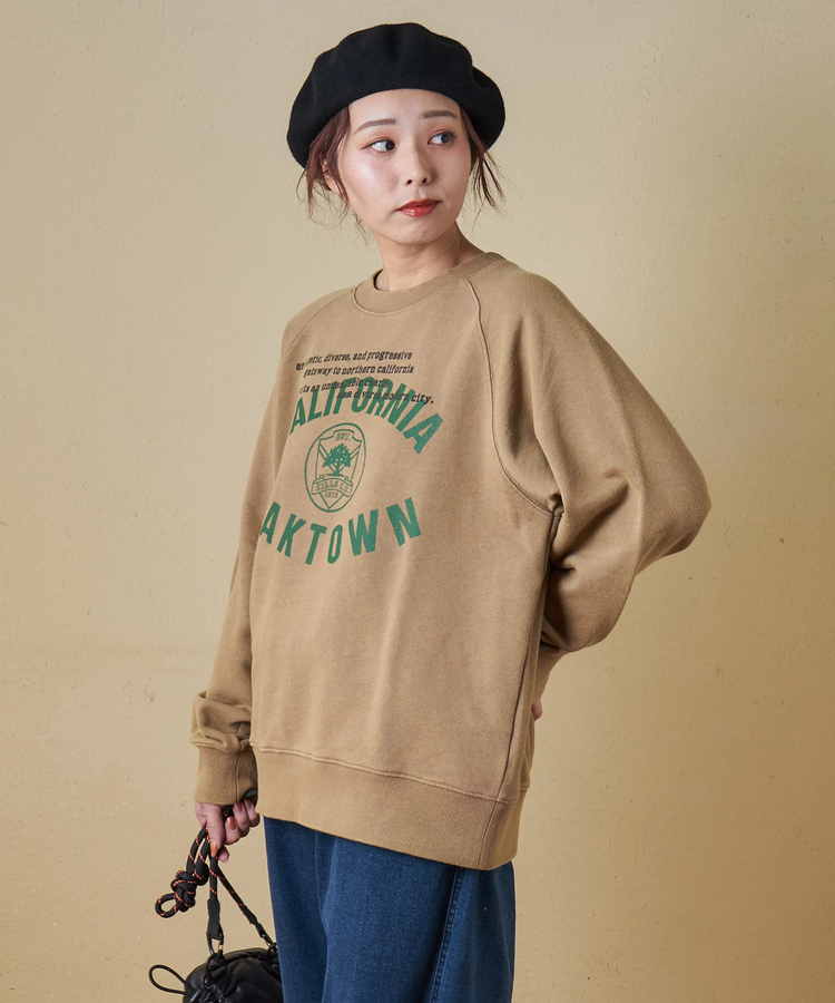 CUBE SUGAR(キューブシュガー) |【秋冬新作】CVC裏毛 パウダー加工 スウェット ラグラン トレーナー