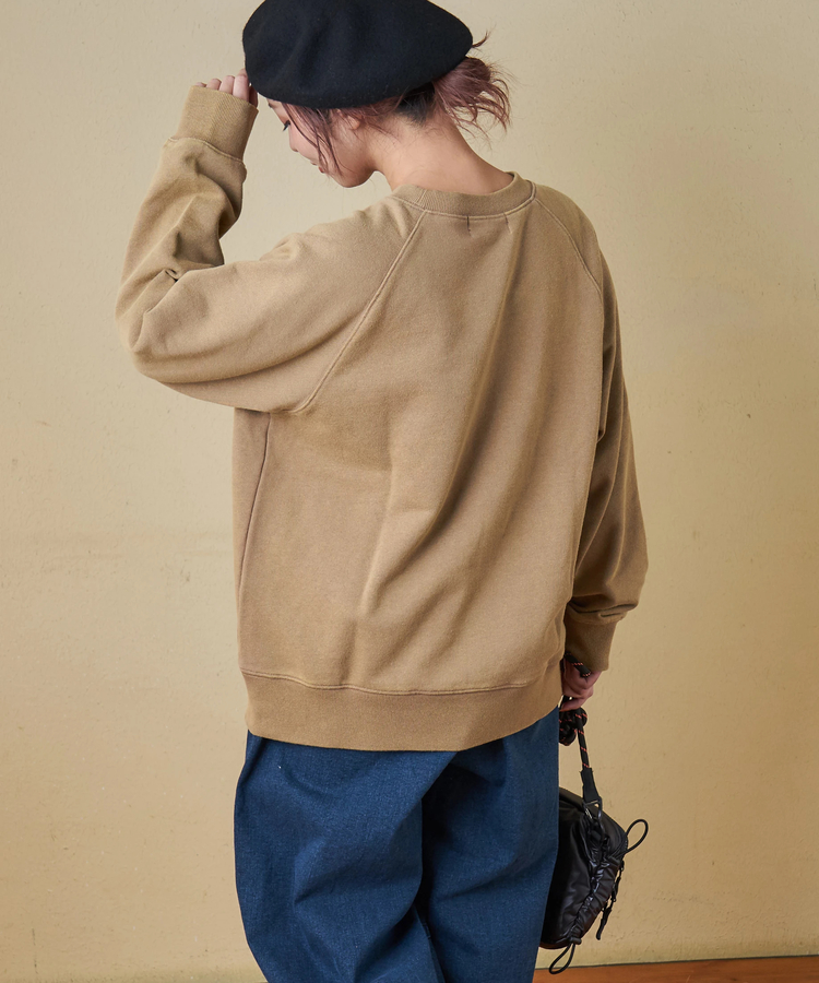 CUBE SUGAR(キューブシュガー) |【秋冬新作】CVC裏毛 パウダー加工 スウェット ラグラン トレーナー