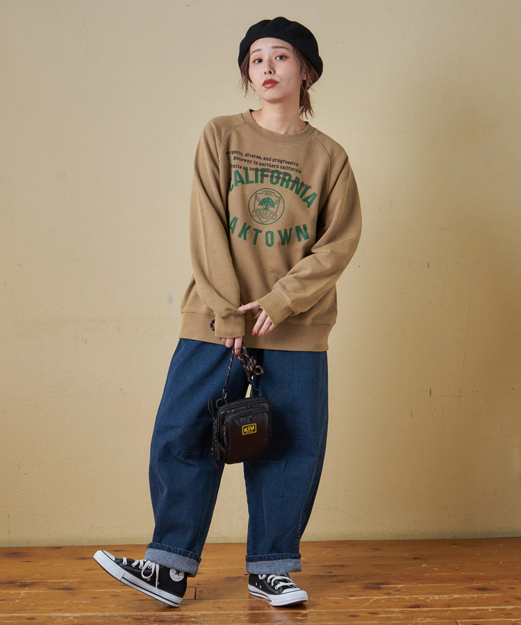 CUBE SUGAR(キューブシュガー) |【秋冬新作】CVC裏毛 パウダー加工 スウェット ラグラン トレーナー