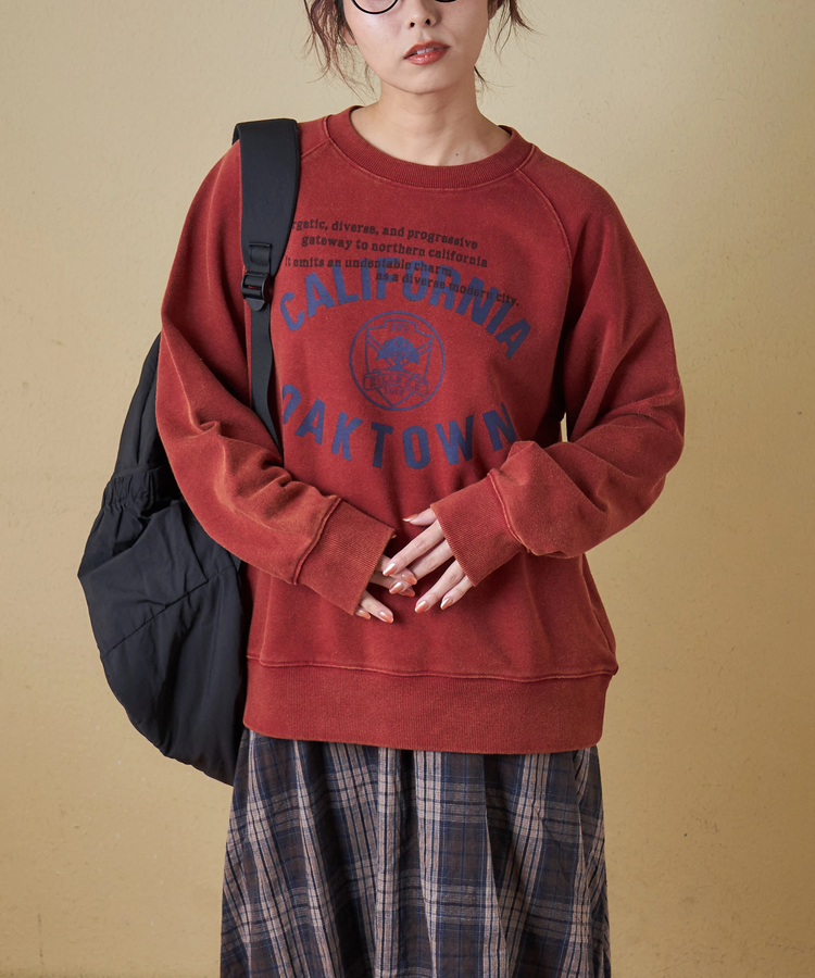 CUBE SUGAR(キューブシュガー) |【秋冬新作】CVC裏毛 パウダー加工 スウェット ラグラン トレーナー