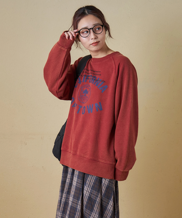 CUBE SUGAR(キューブシュガー) |【秋冬新作】CVC裏毛 パウダー加工 スウェット ラグラン トレーナー