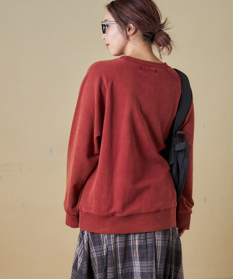 CUBE SUGAR(キューブシュガー) |【秋冬新作】CVC裏毛 パウダー加工 スウェット ラグラン トレーナー