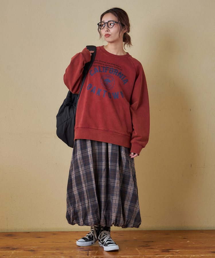 CUBE SUGAR(キューブシュガー) |【秋冬新作】CVC裏毛 パウダー加工 スウェット ラグラン トレーナー