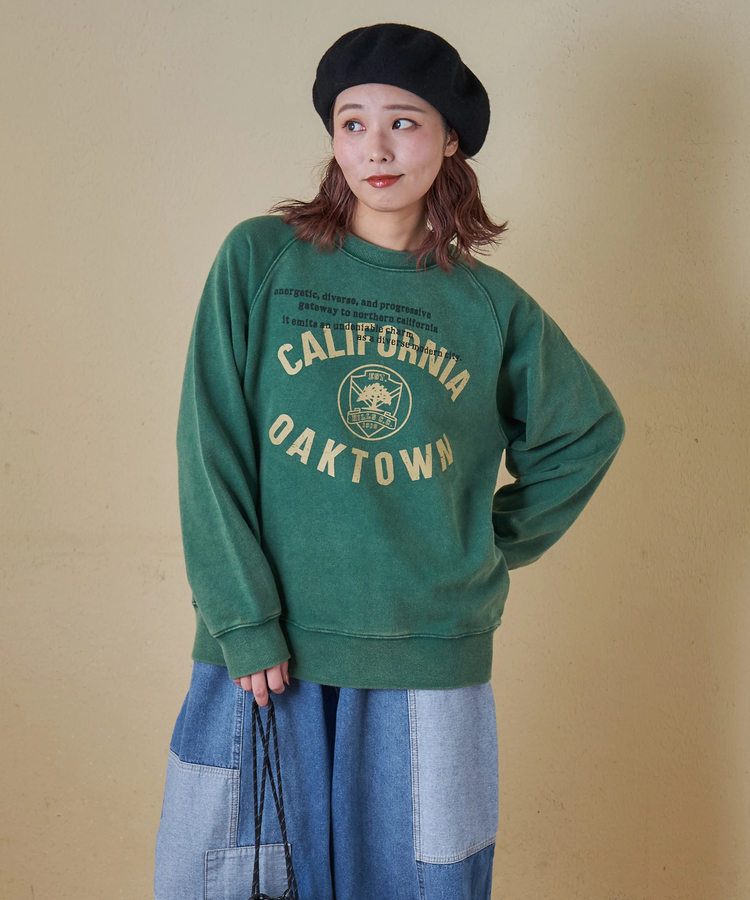 CUBE SUGAR(キューブシュガー) |【秋冬新作】CVC裏毛 パウダー加工 スウェット ラグラン トレーナー