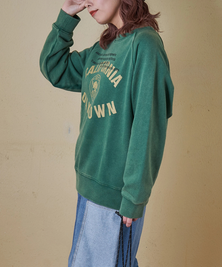 CUBE SUGAR(キューブシュガー) |【秋冬新作】CVC裏毛 パウダー加工 スウェット ラグラン トレーナー