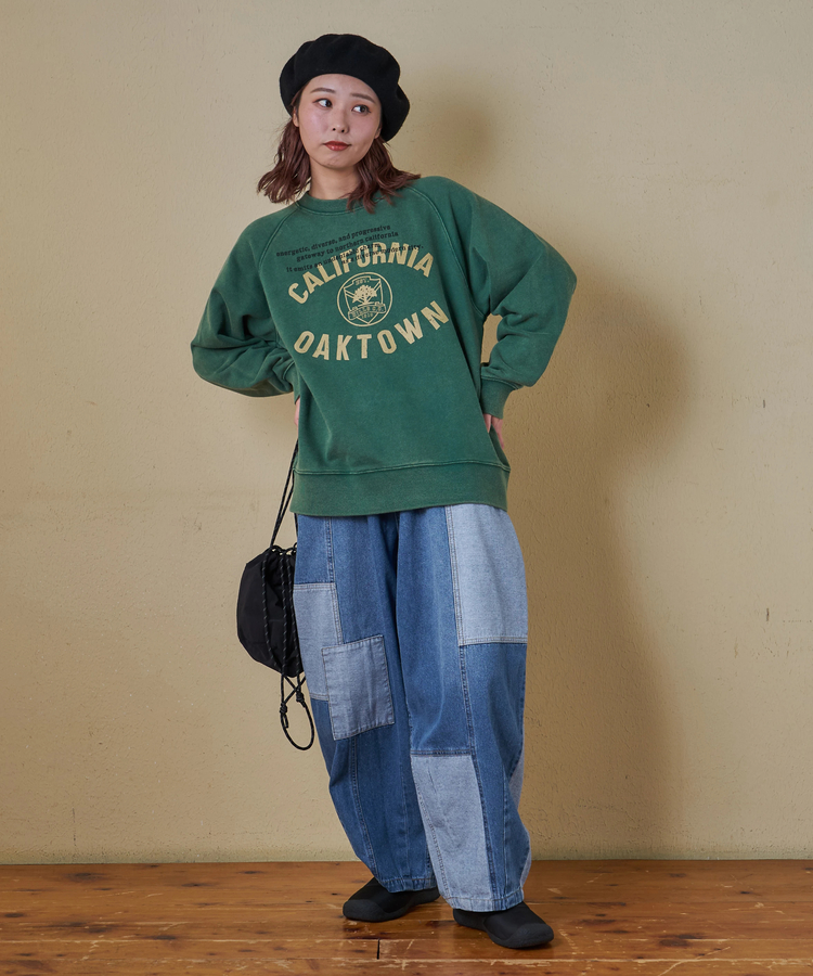 CUBE SUGAR(キューブシュガー) |【秋冬新作】CVC裏毛 パウダー加工 スウェット ラグラン トレーナー