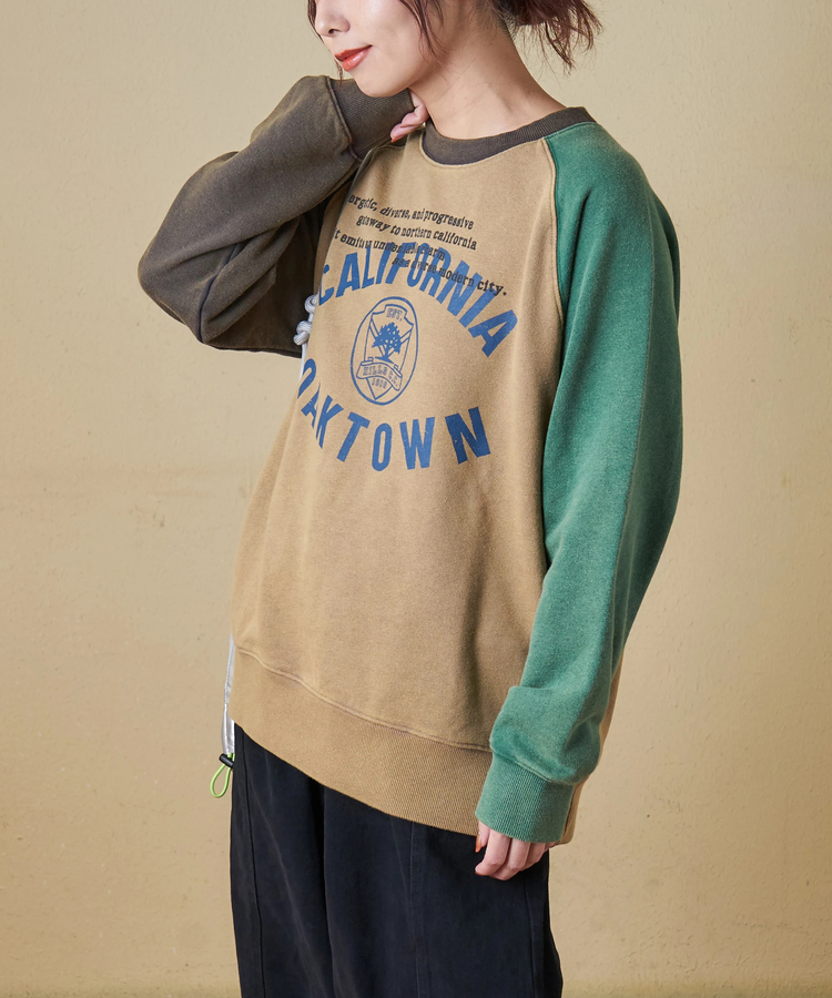 CUBE SUGAR(キューブシュガー) |【秋冬新作】CVC裏毛 パウダー加工 スウェット ラグラン トレーナー