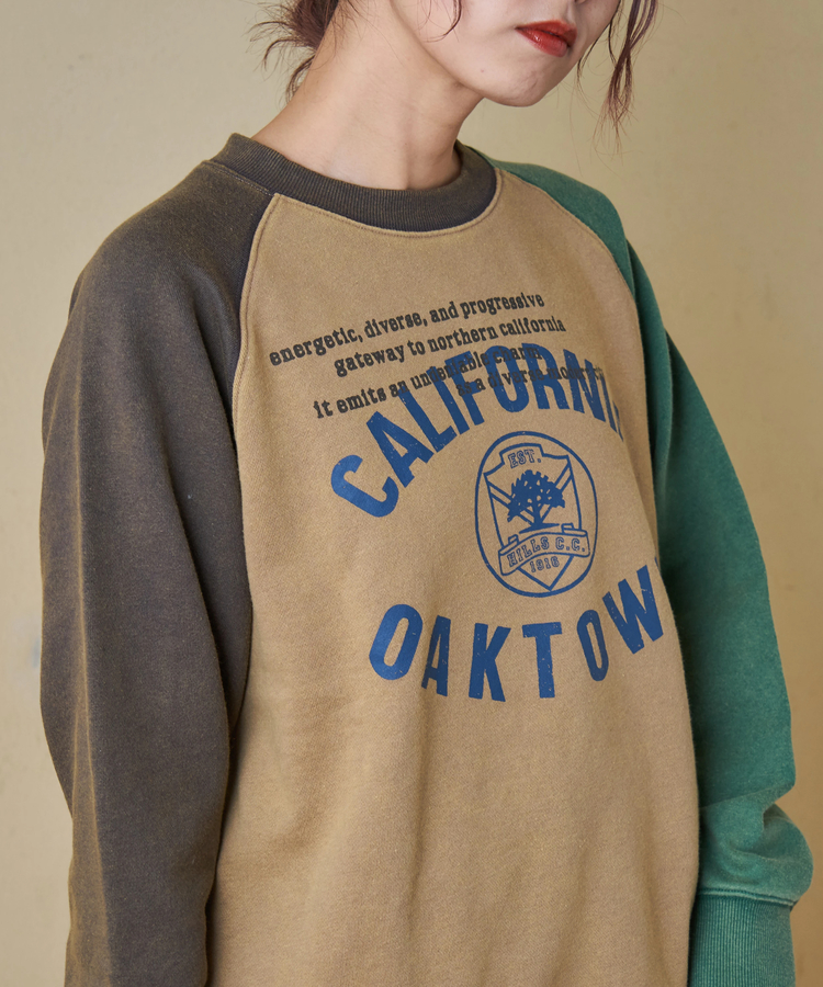 CUBE SUGAR(キューブシュガー) |【秋冬新作】CVC裏毛 パウダー加工 スウェット ラグラン トレーナー