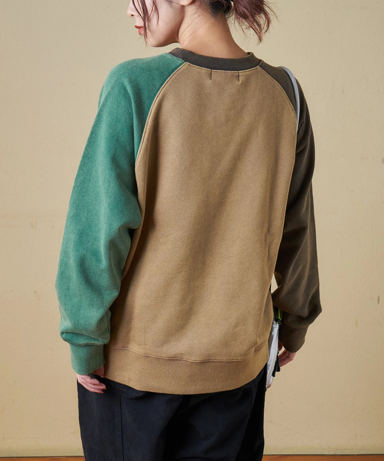 CUBE SUGAR(キューブシュガー) |【秋冬新作】CVC裏毛 パウダー加工 スウェット ラグラン トレーナー