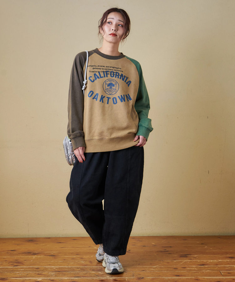 CUBE SUGAR(キューブシュガー) |【秋冬新作】CVC裏毛 パウダー加工 スウェット ラグラン トレーナー