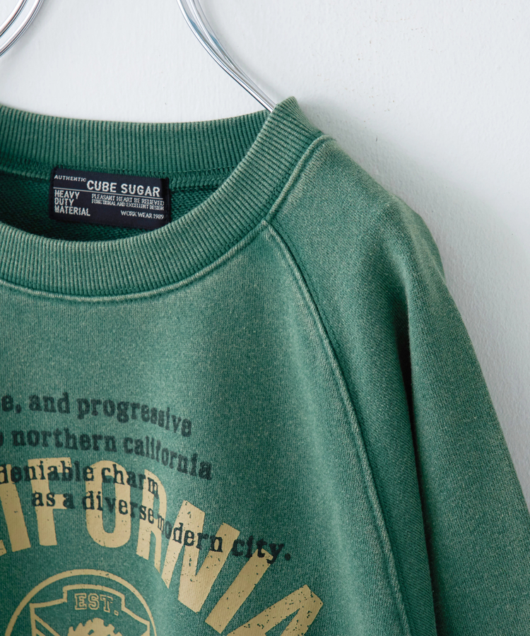 CUBE SUGAR(キューブシュガー) |【秋冬新作】CVC裏毛 パウダー加工 スウェット ラグラン トレーナー