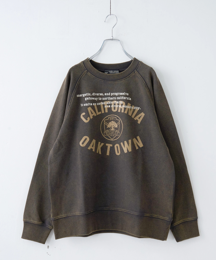 CUBE SUGAR(キューブシュガー) |【秋冬新作】CVC裏毛 パウダー加工 スウェット ラグラン トレーナー