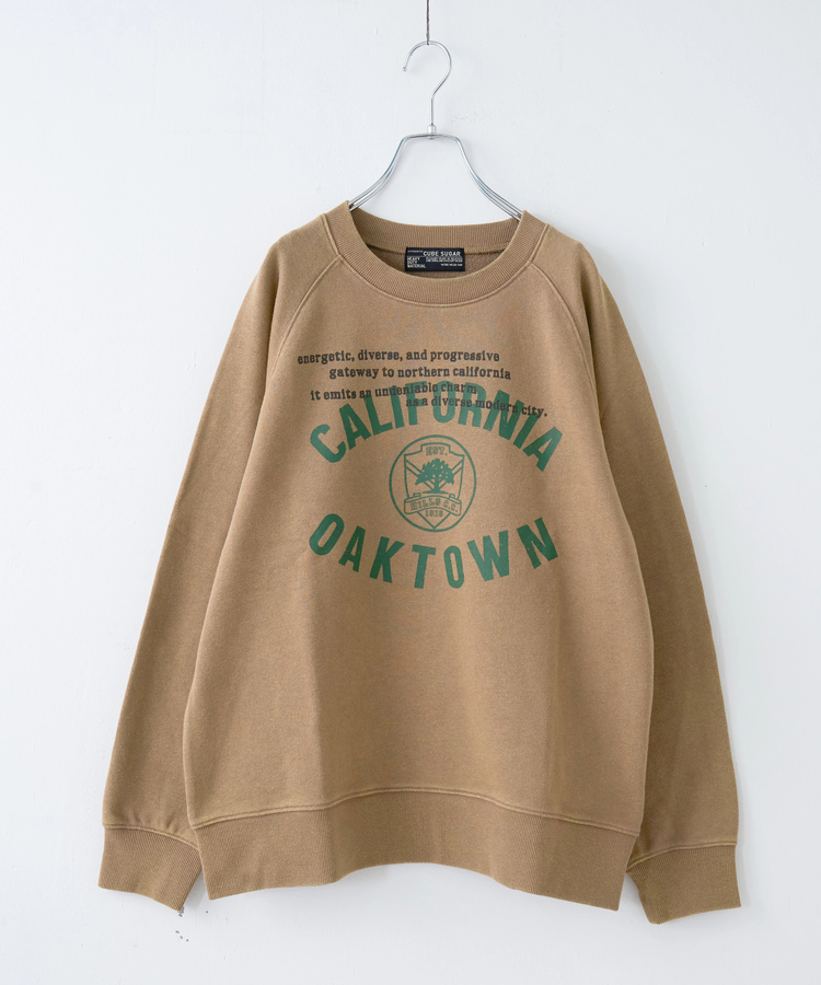 CUBE SUGAR(キューブシュガー) |【秋冬新作】CVC裏毛 パウダー加工 スウェット ラグラン トレーナー