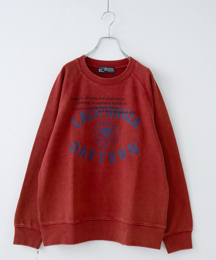 CUBE SUGAR(キューブシュガー) |【秋冬新作】CVC裏毛 パウダー加工 スウェット ラグラン トレーナー