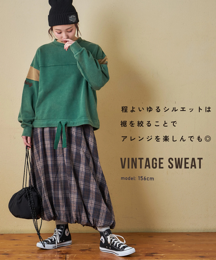 CUBE SUGAR(キューブシュガー) |【秋冬新作】CVC裏毛 パウダー加工 袖切替 プルオーバー スウェット