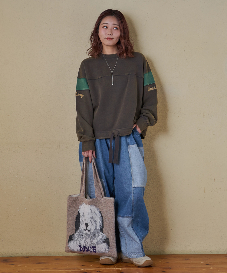 CUBE SUGAR(キューブシュガー) |【秋冬新作】CVC裏毛 パウダー加工 袖切替 プルオーバー スウェット