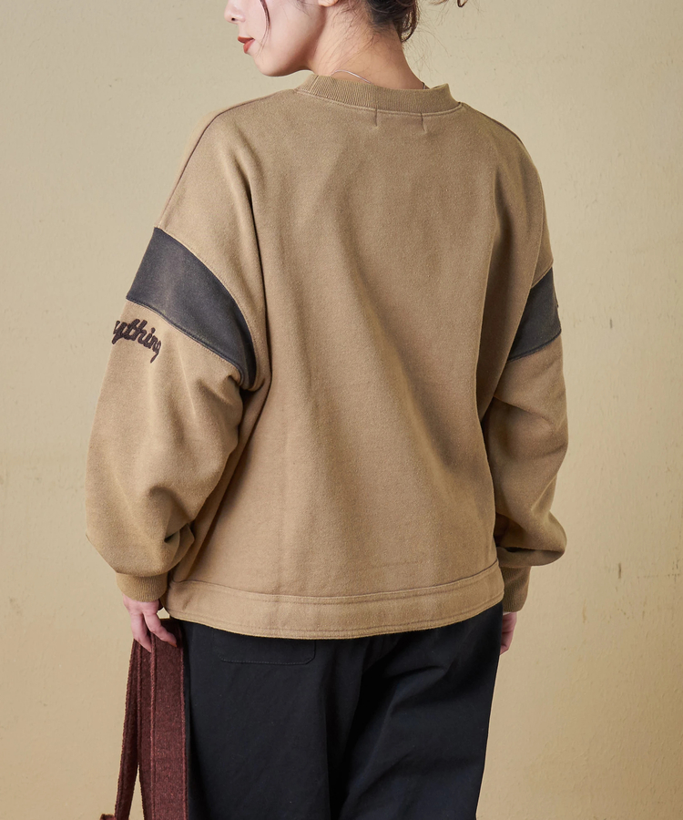 CUBE SUGAR(キューブシュガー) |【秋冬新作】CVC裏毛 パウダー加工 袖切替 プルオーバー スウェット