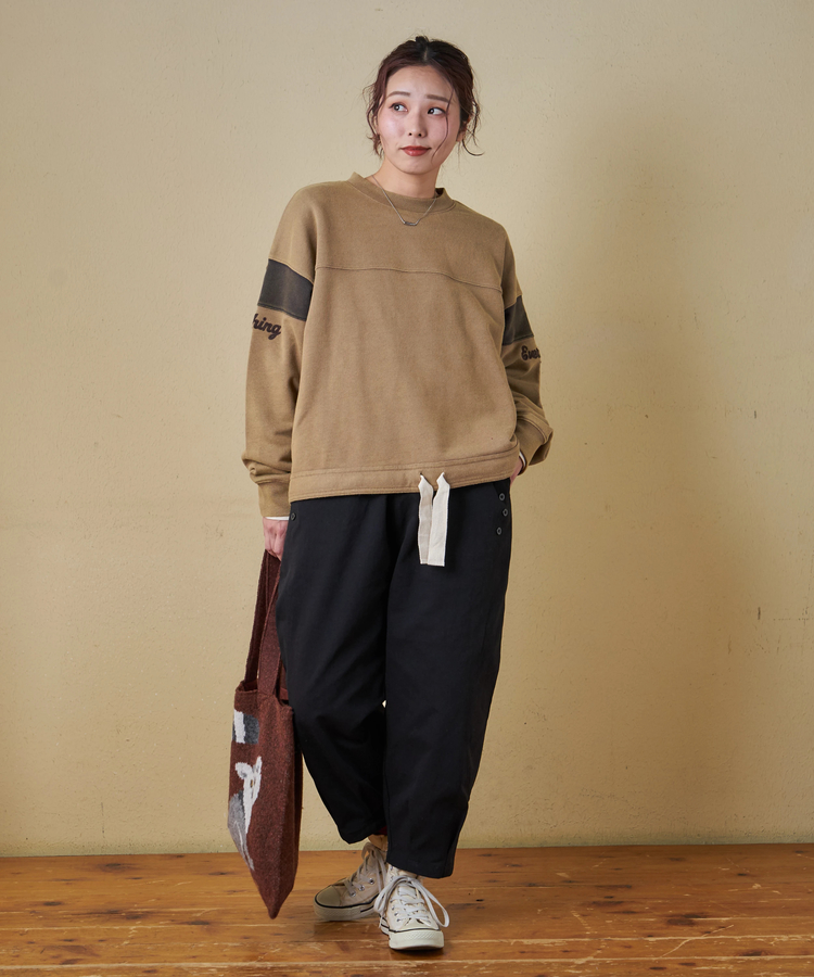 CUBE SUGAR(キューブシュガー) |【秋冬新作】CVC裏毛 パウダー加工 袖切替 プルオーバー スウェット