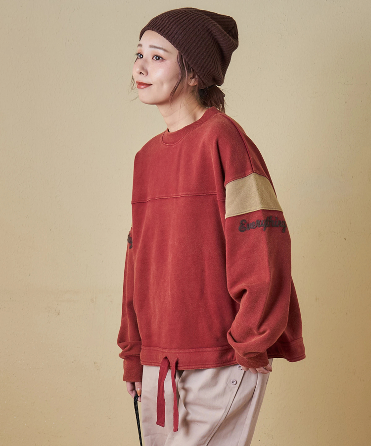 CUBE SUGAR(キューブシュガー) |【秋冬新作】CVC裏毛 パウダー加工 袖切替 プルオーバー スウェット