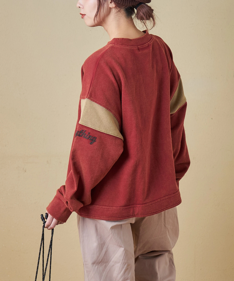 CUBE SUGAR(キューブシュガー) |【秋冬新作】CVC裏毛 パウダー加工 袖切替 プルオーバー スウェット