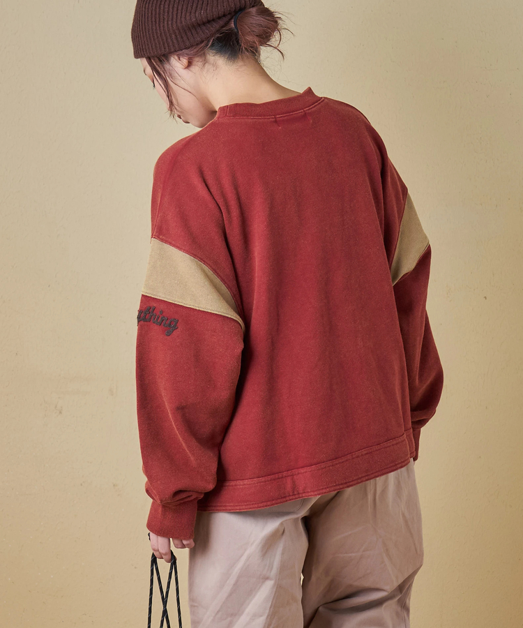 CUBE SUGAR(キューブシュガー) |【秋冬新作】CVC裏毛 パウダー加工 袖切替 プルオーバー スウェット