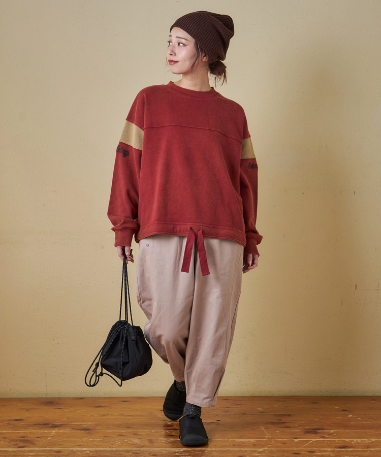 CUBE SUGAR(キューブシュガー) |【秋冬新作】CVC裏毛 パウダー加工 袖切替 プルオーバー スウェット