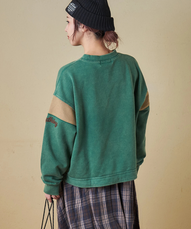 CUBE SUGAR(キューブシュガー) |【秋冬新作】CVC裏毛 パウダー加工 袖切替 プルオーバー スウェット