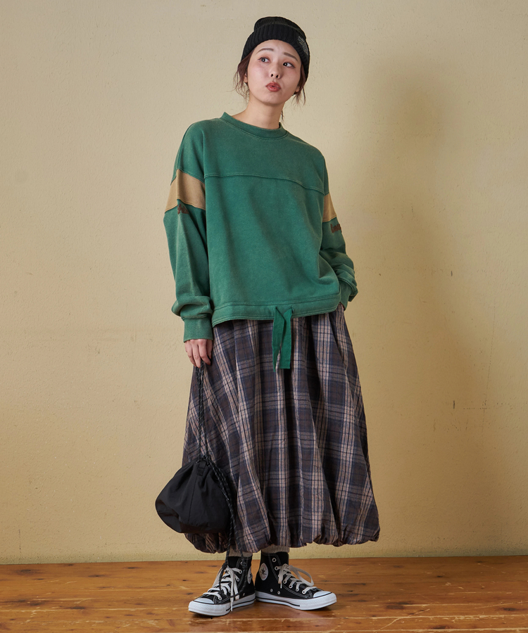 CUBE SUGAR(キューブシュガー) |【秋冬新作】CVC裏毛 パウダー加工 袖切替 プルオーバー スウェット