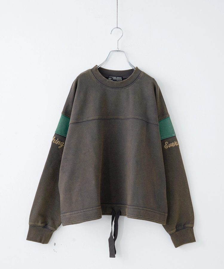 CUBE SUGAR(キューブシュガー) |【秋冬新作】CVC裏毛 パウダー加工 袖切替 プルオーバー スウェット