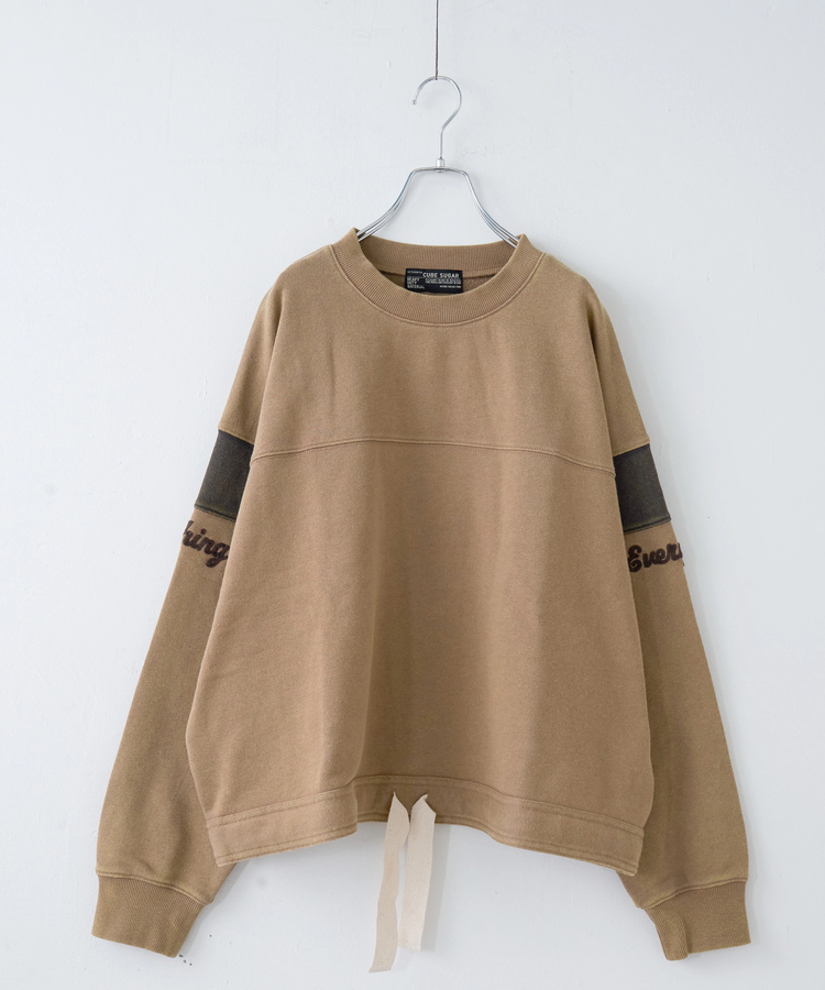 CUBE SUGAR(キューブシュガー) |【秋冬新作】CVC裏毛 パウダー加工 袖切替 プルオーバー スウェット