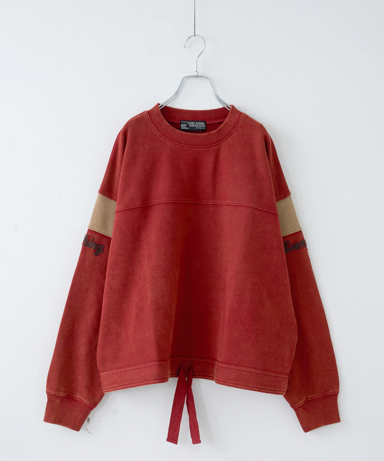 CUBE SUGAR(キューブシュガー) |【秋冬新作】CVC裏毛 パウダー加工 袖切替 プルオーバー スウェット