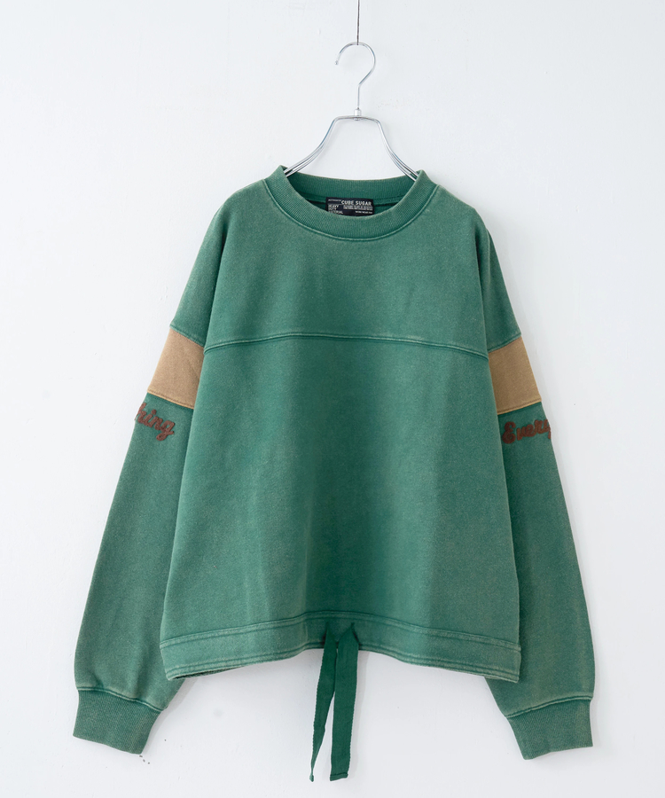 CUBE SUGAR(キューブシュガー) |【秋冬新作】CVC裏毛 パウダー加工 袖切替 プルオーバー スウェット