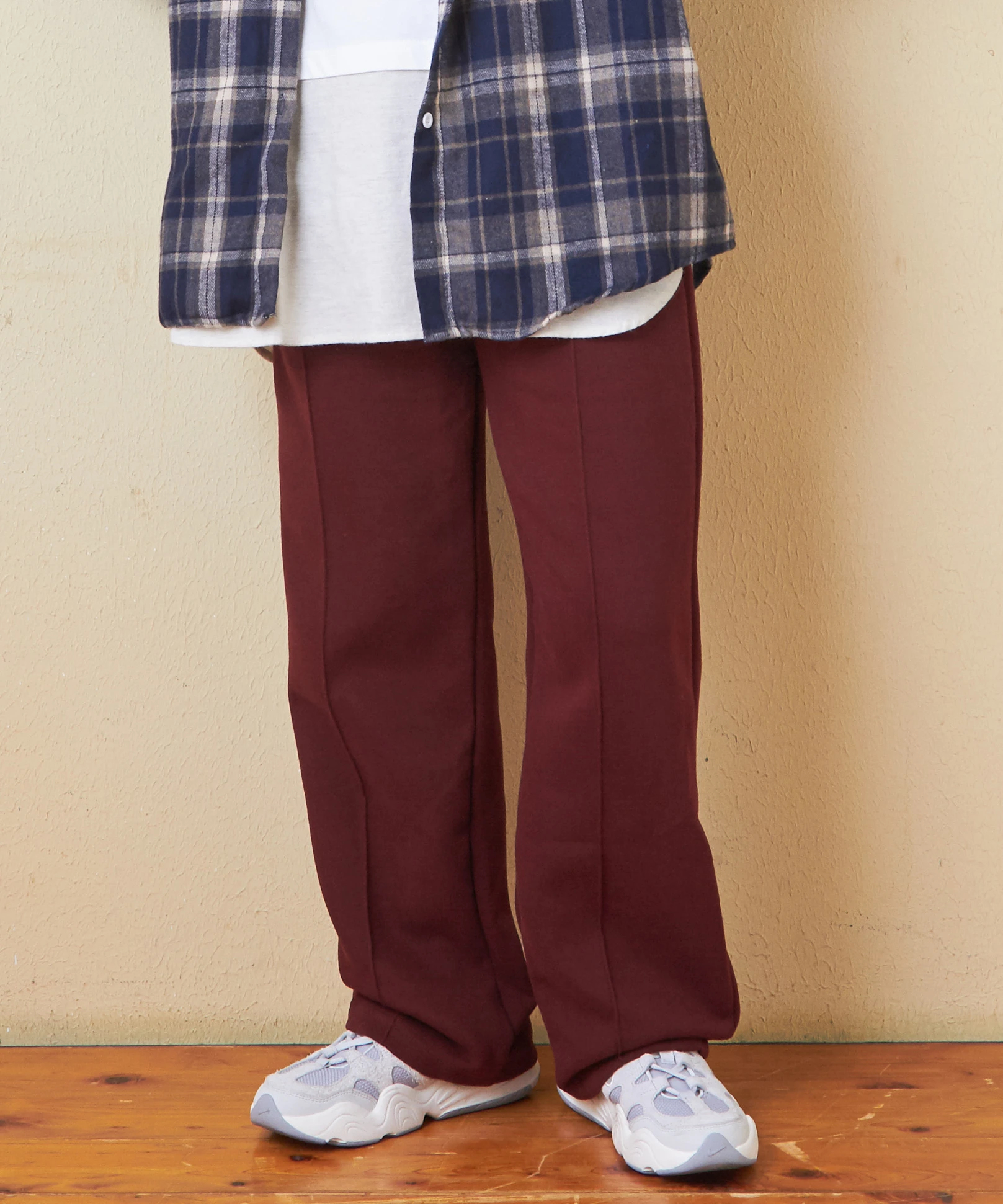 秋新作】センタープレス スウェット プリーツ パンツ