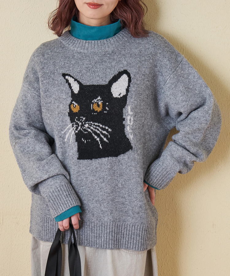 CUBE SUGAR(キューブシュガー) |【秋冬新作】リサイクル ニット アニマル柄 ジャガード プルオーバー