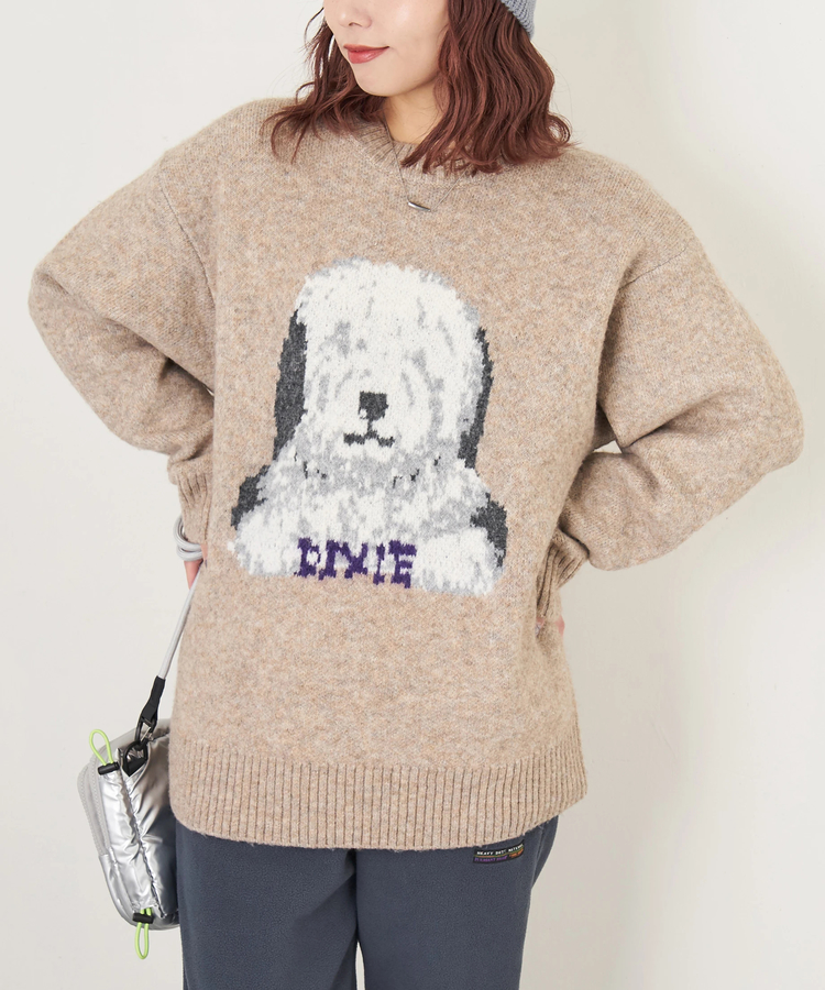 CUBE SUGAR(キューブシュガー) |【秋冬新作】リサイクル ニット アニマル柄 ジャガード プルオーバー