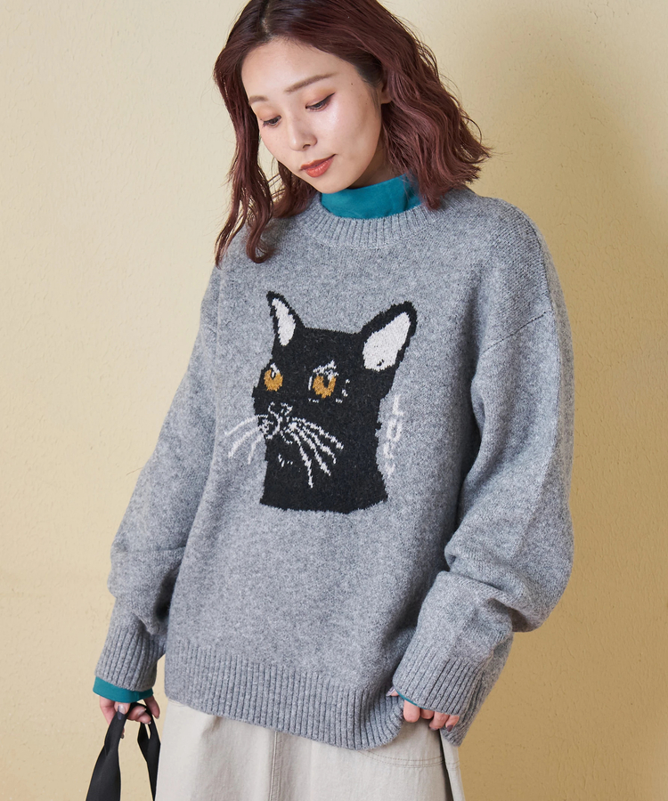 CUBE SUGAR(キューブシュガー) |【秋冬新作】リサイクル ニット アニマル柄 ジャガード プルオーバー