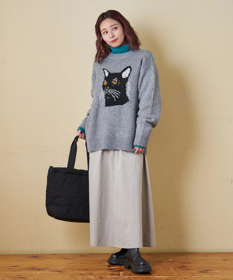 CUBE SUGAR(キューブシュガー) |【秋冬新作】リサイクル ニット アニマル柄 ジャガード プルオーバー
