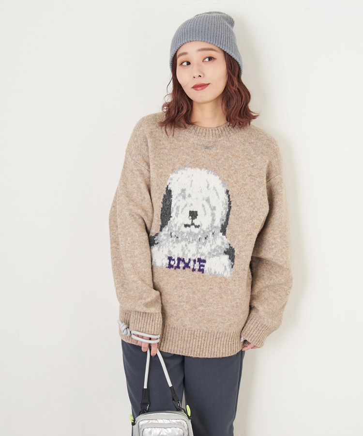 CUBE SUGAR(キューブシュガー) |【秋冬新作】リサイクル ニット アニマル柄 ジャガード プルオーバー